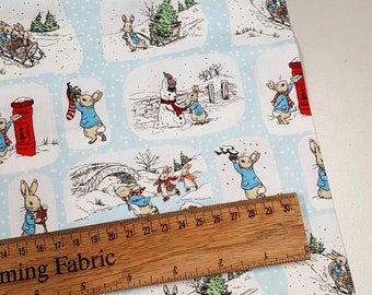 Peter Rabbit Winter Cotton Fabric, 43" Wide, Quilting & Craft