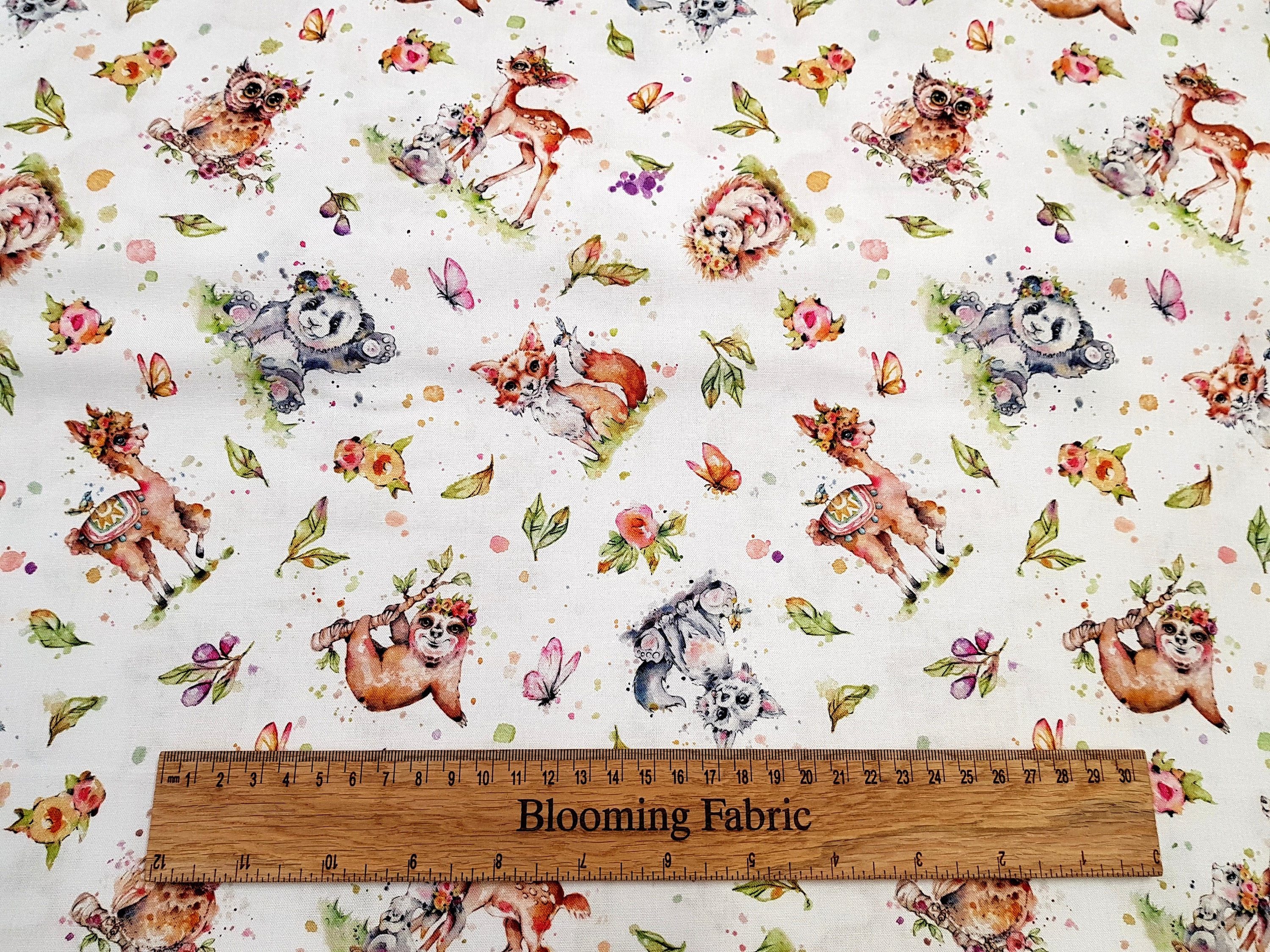 Animal print fabric, Panda fabric, owl fabric, flower fabric, 100% cotton craft and bunting, quiltin