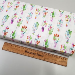 Baumwollstoff mit Blumenmuster, Pflanzenstoff, Kakteenstoff, Quilting Stoff Meterware