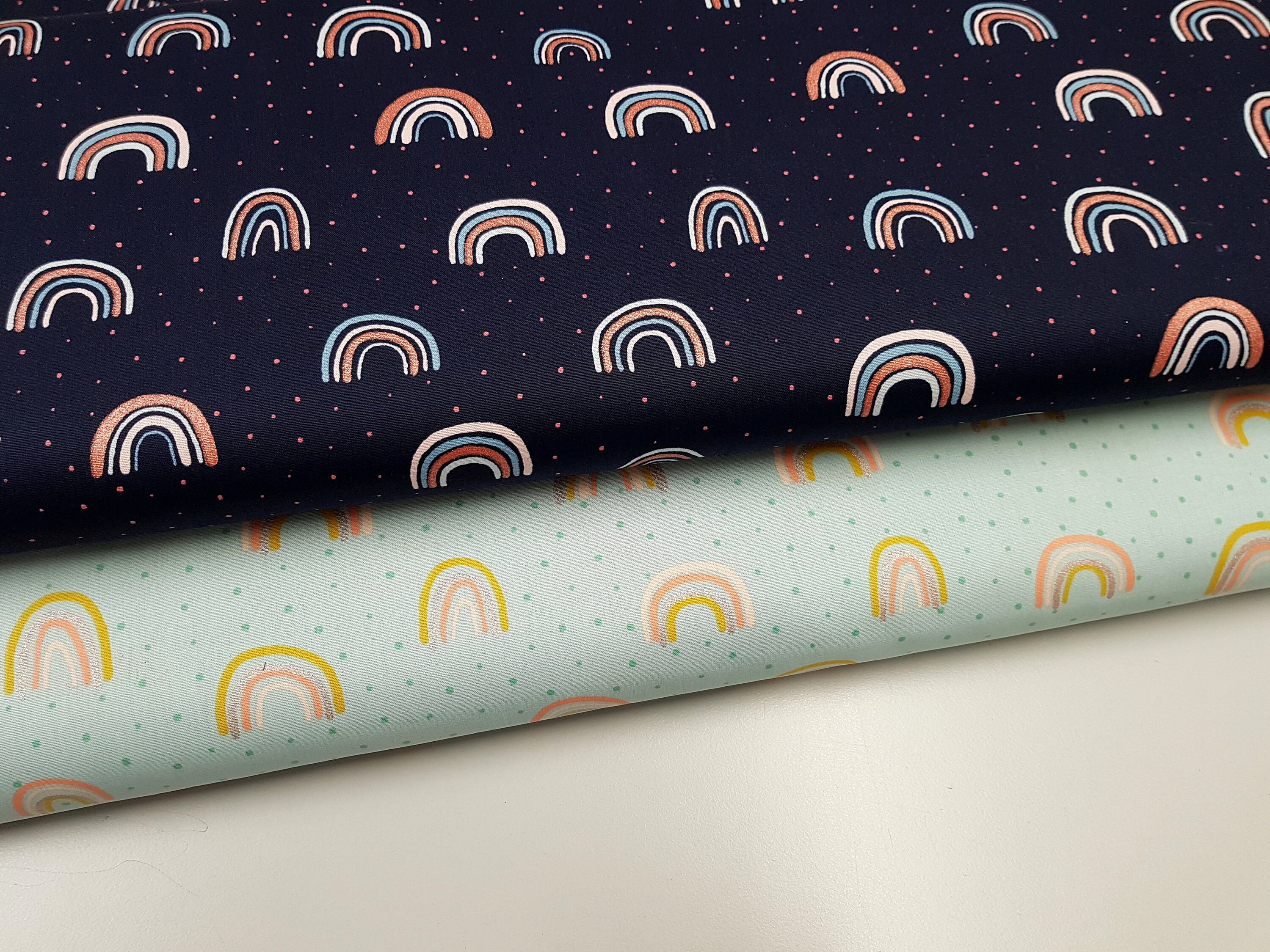 Glitzer Baumwollstoff Mit Regenbogen Regenbogen Stoff Jersey Stoff