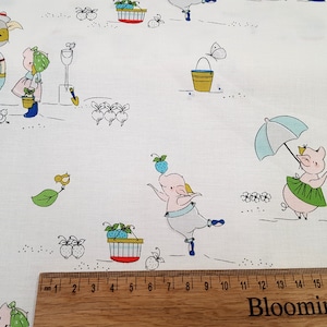 Pig fabric, Hubert and Sorrel, Riley Blake fabric 100% cotton print, craft and quilting fabric Yard/Meter