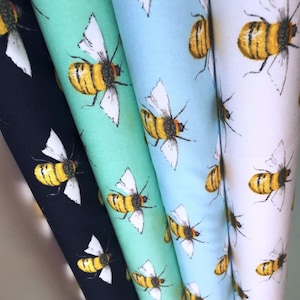 Bee prints cotton poplin, 100% cotton print,insect fabric, bee hive craft and clothing, quilting fabric Yard/Meter