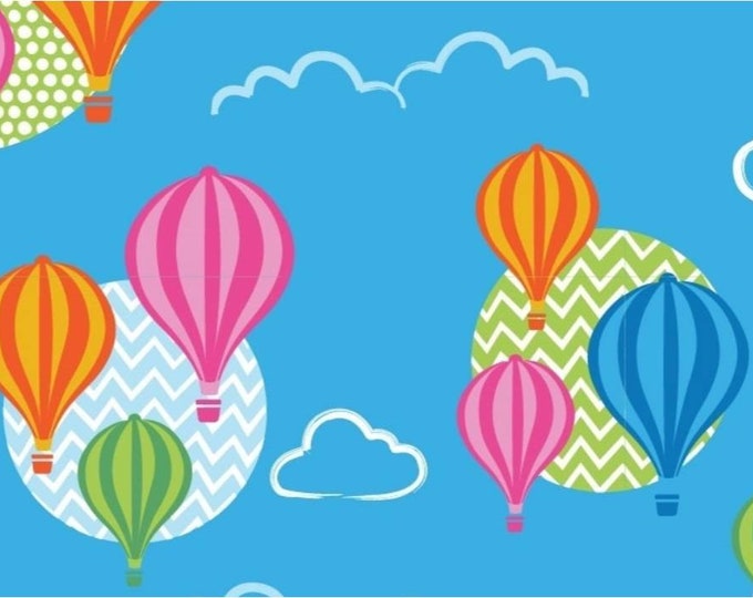 Hot Air Balloon Fabric, Clouds Cotton Fabric Print, Craft and Clothing
