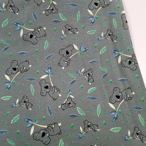 Cotton Jersey, Koala bear fabric, Green background, Cotton knit fabric, Yard/Meter, wide 58 image 3