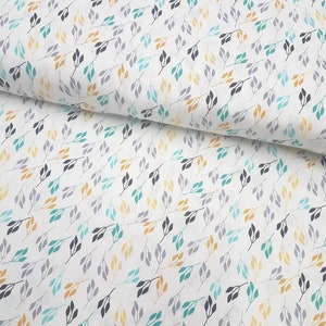 Small leafs fabric, geometric fabric, 100% cotton nurserie fabric, craft and clothing, quilting fabric Meter/ Yard
