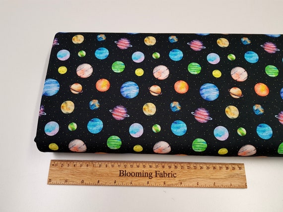 Space fabric, galaxy cotton fabric, cosmos fabric, planet fabric, 100% cotton woven craft and clothing, quilting fabric yard/meter wide 58"