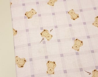 My Bear Lavender plaid 100% cotton woven fabric Cosmo fabric 43" wide