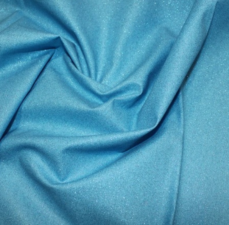 Turquoise Blue Glitter Fabric Sparkle Crystal Cotton Fabric Etsy