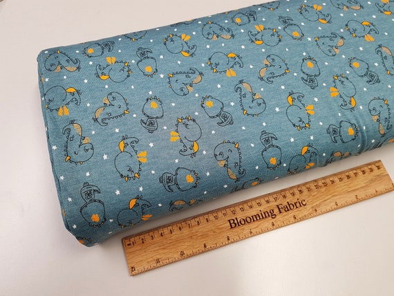Cotton Jersey,dragon fabric, dinosaur fabric, print fabric, Cotton knit fabric Yard/Meter, wide 57"