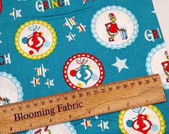 Grinch Christmas Snowflakes, How The Grinch Stole Christmas 100% Cotton Yard/Meter 43" wide