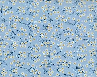 Small Floral cotton blue fabric craft and clothing, quilting fabric Springtime Blues