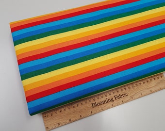 Rainbow fabric, stripes fabric, colorful lines fabric, 100% cotton  Last 28" x 43"