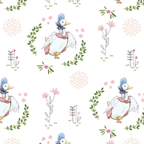 Peter Rabbit collection fabric, Puddlduck fabric, duck fabric print 100% cotton, craft and clothing, quilting fabric Last 20" x 21"