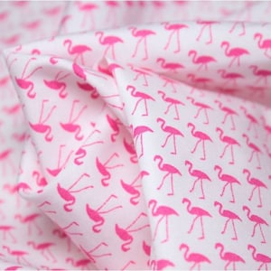 Pink Flamingo Cotton Poplin Fabric, Quilting, Clothing - Yard/Meter