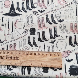 Witch fabric, Witch wardrobe fabric, witch shoes fabric, craft and clothing, Premium quality cotton Halloween Yard/Meter, wide 43&quot;
