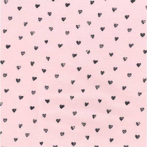 Hearts Dotty Hearts Pink and Yellow PolyCotton Print Fabric 112cm wide