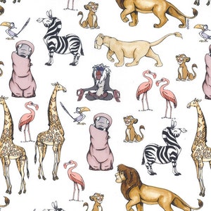 Lion King fabric, Disney fabric, Giraffe, Simba craft and clothing, 100% cotton quilting fabric Meter/Yard 57" wide