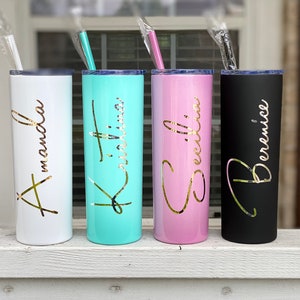 Personalized tumbler, Personalized Cups, Wedding tumblers, Bridesmaid Gifts, Tumbler with straw, SKINNY tumbler, Bridesmaid proposal