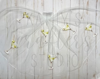 Bride Printed Martini Veil | Bride to Be Bridal Veil | Bachelorette Party Veil | Martinis and Matrimony | Bikinis & Martinis