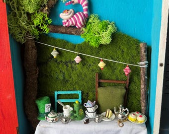 Alice in Wonderland Book hidden tea party diorama