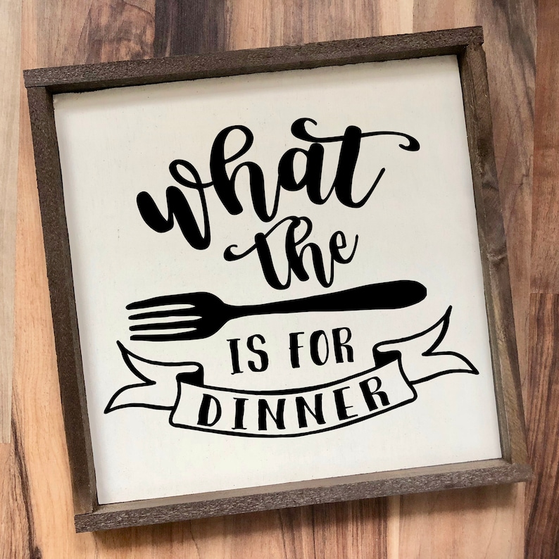 What the fork is for dinner funny kitchen sign framed wood Etsy