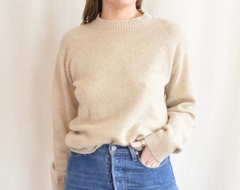 perfect oatmeal vintage usa made shetland wool blend crew neck