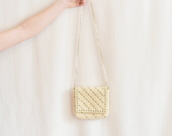 chain strap knit shimmer bag