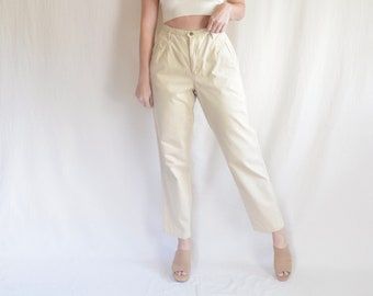light tan cotton vintage liz claiborne high waisted pants