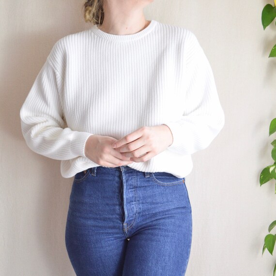 classic white cotton fisherman sweater