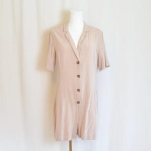 soft dusty rose/beige short sleeve linen and cotton summer playsuit
