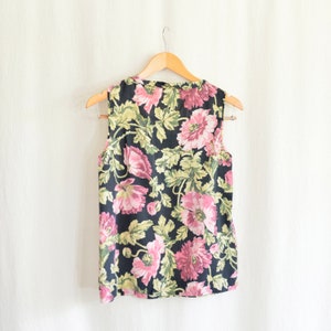 100% silk black floral tank image 9