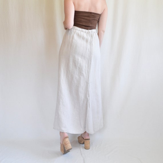 32 - 38” vintage elastic waist oatmeal flax skirt… - image 5