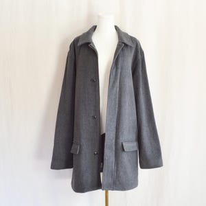 charcoal gray wool and cashmere blend mid length winter coat