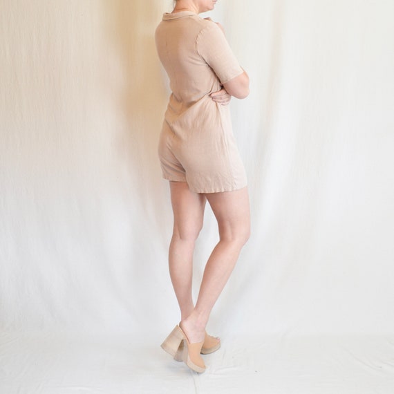 linen cotton blend tan romper - image 5