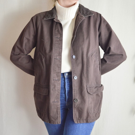 flannel lined brown cotton chore coat