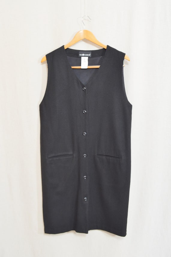 knee length boxy button down solid wool mini dres… - image 3