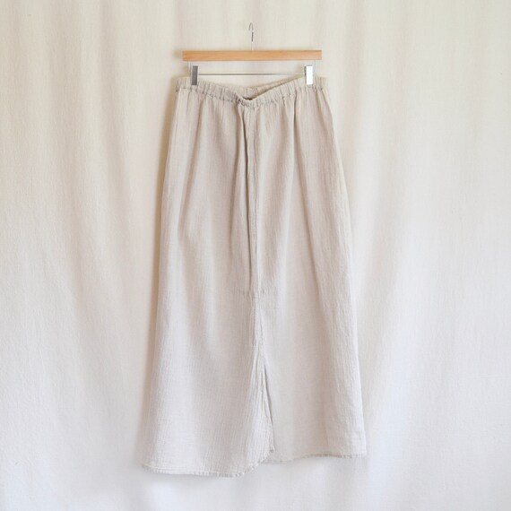 32 - 38” vintage elastic waist oatmeal flax skirt… - image 7