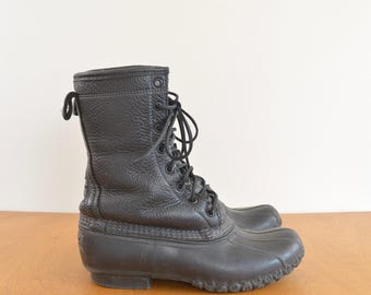 rare size 7 black on black on black vintage ll bean shearling lined bean boots