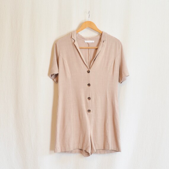 linen cotton blend tan romper - image 7