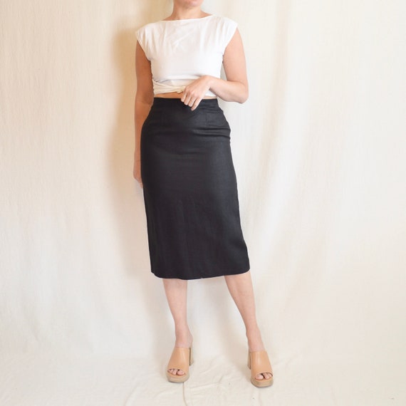 28.5” simple black linen skirt - image 1