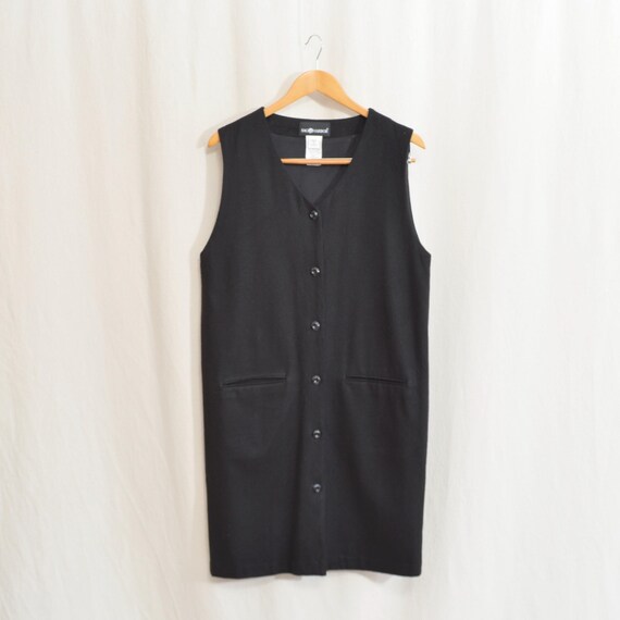 knee length boxy button down solid wool mini dres… - image 3