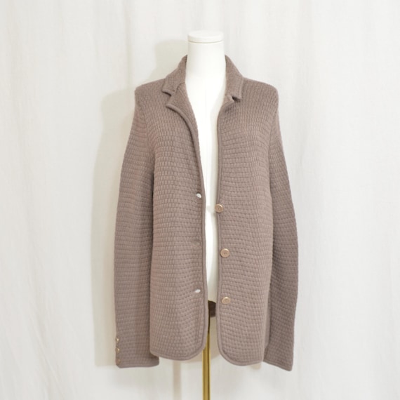 pure merino wool vintage talbots button down taup… - image 1