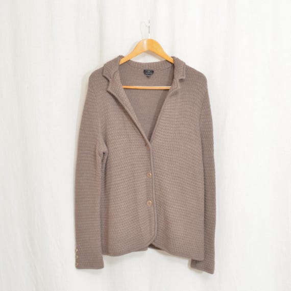 pure merino wool vintage talbots button down taup… - image 3