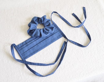100% cotton tie back mask with scrunchie set
