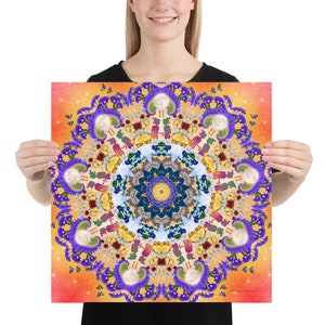 Gemini Mandala Art Print, 10x10 14x14 18x18, Astrologie Sternzeichen Wandkunst