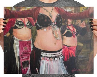 Belly Dancers Art Print, 8x10, 12x16, open edition print of original acrylic on canvas painting, Original Art Reproduction