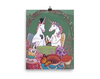 Unicorns Tea for Two print of original painting