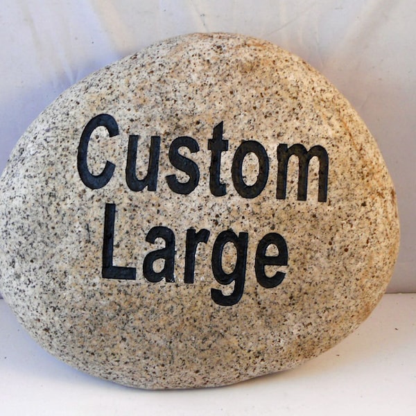 Large (8-10") Custom Engraved Rock, Personalized Memorial, House Numbers in rock, Engraved Marriage Rock, Real Rock Memorial / FREE SHIPPING