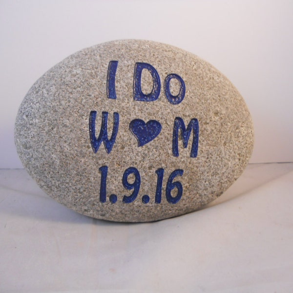 Custom Marriage or Anniversary sandblast Engraved Small or Medium Celebration Rock / FREE SHIPPING