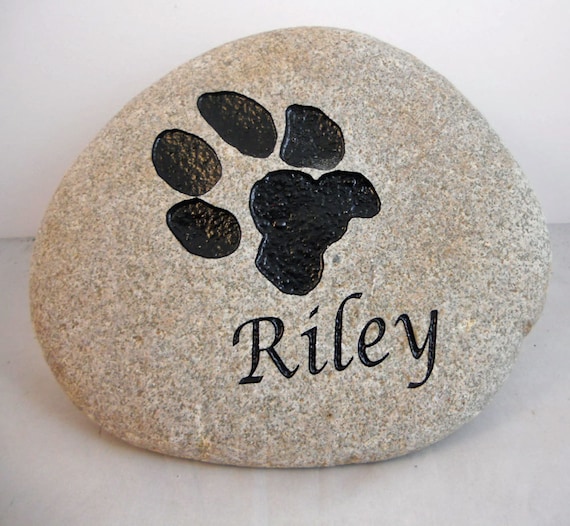 PAW PRINT Engraved Pet Memorial Stone Animal Paw Print Engraving